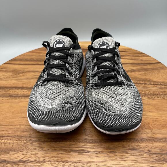 Nike Free RN Flyknit Shoes Womens 8.5 Oreo White Black Running Comfort Walking - Picture 2 of 8